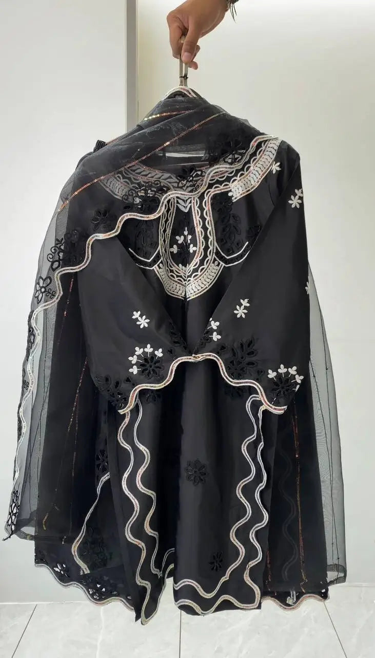 Elegant Embroidered Crepe Silk Suit Set for Festive and Occasion Wear
