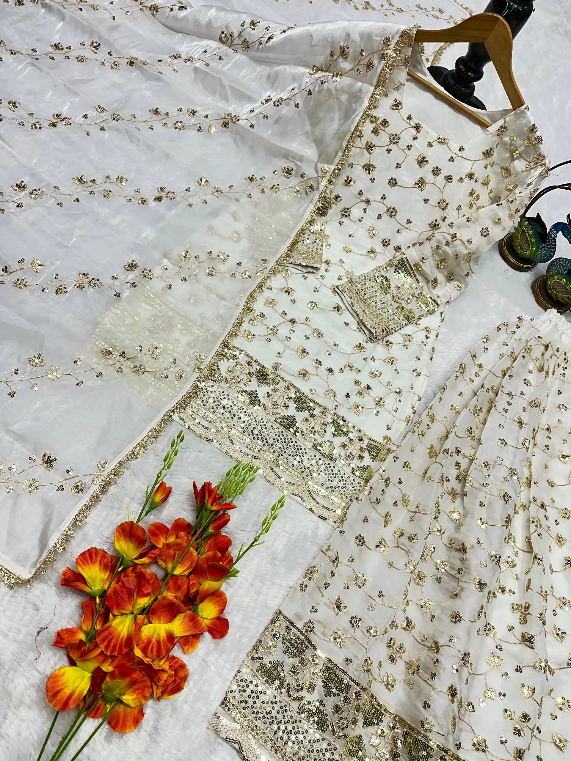 Elegant Embroidered Crunchy Silk Kurta Palazzo Set with Dupatta for Festive Wear