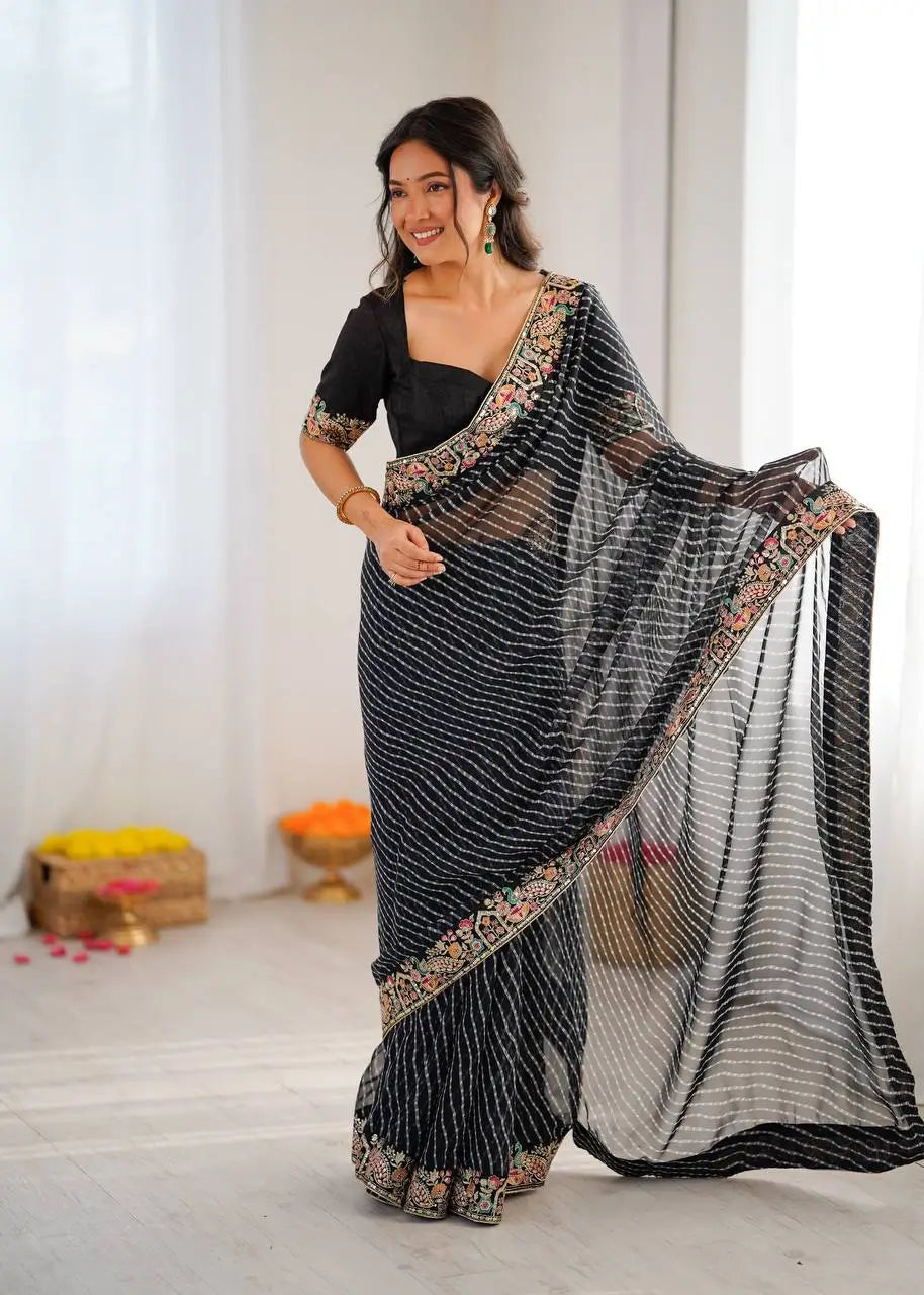 Elegant Embroidered Designer Saree for Festive and Evening Occasions