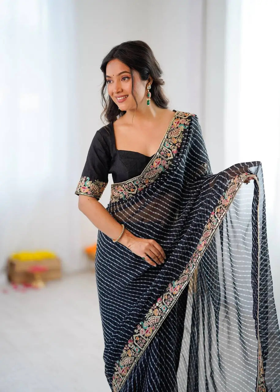 Elegant Embroidered Designer Saree for Festive and Evening Occasions