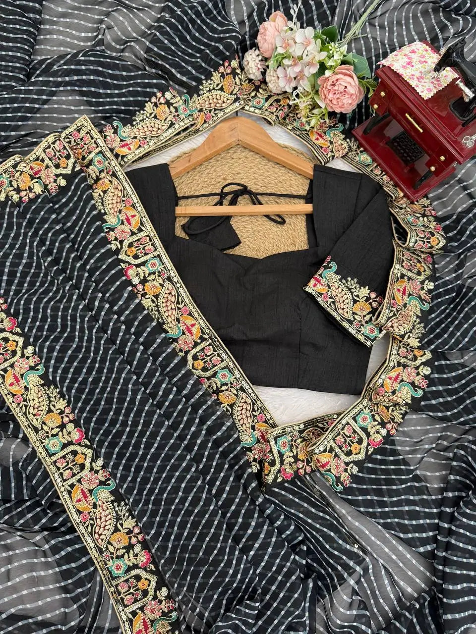 Elegant Embroidered Designer Saree for Festive and Evening Occasions
