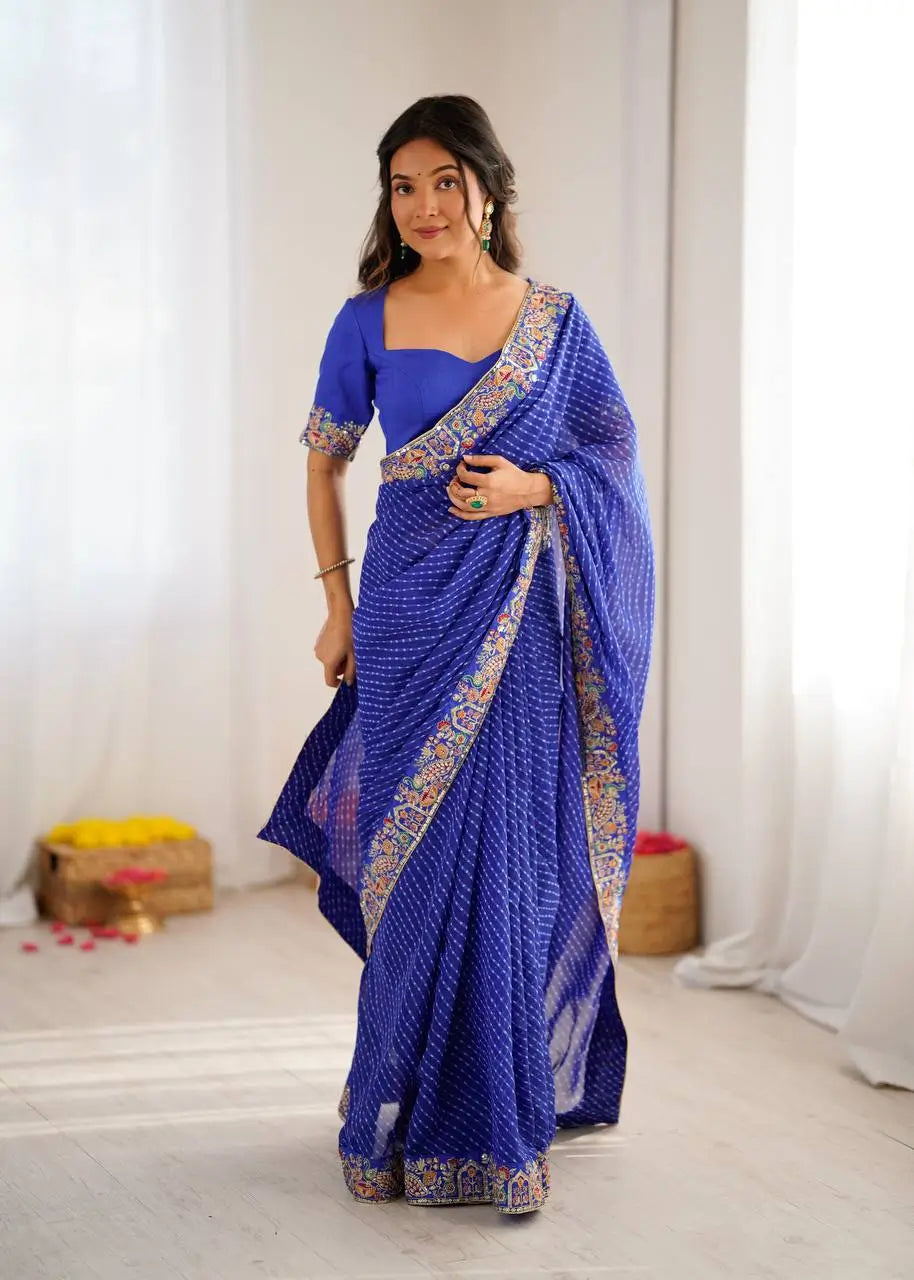 Elegant Embroidered Designer Saree for Festive and Evening Occasions