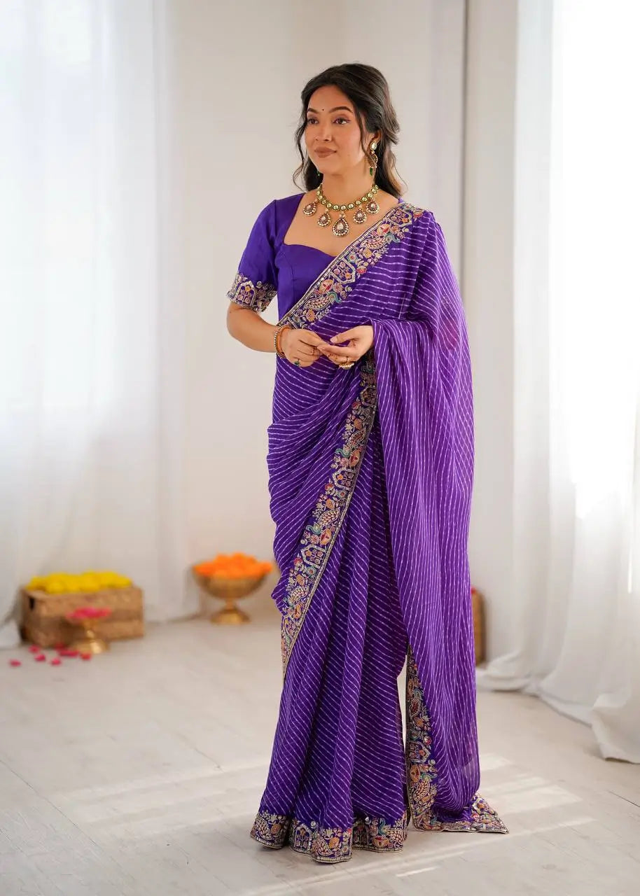 Elegant Embroidered Designer Saree for Festive and Evening Occasions