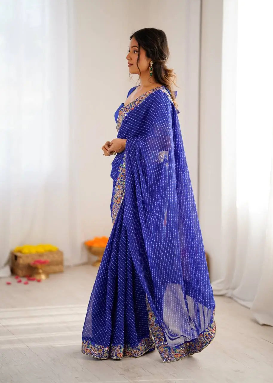 Elegant Embroidered Designer Saree for Festive and Evening Occasions