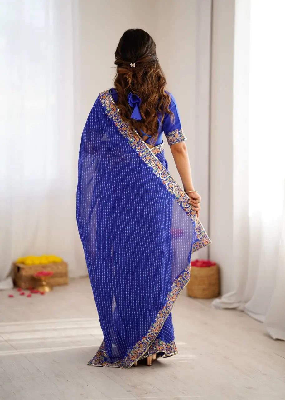 Elegant Embroidered Designer Saree for Festive and Evening Occasions