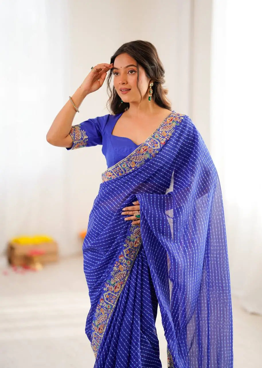 Elegant Embroidered Designer Saree for Festive and Evening Occasions