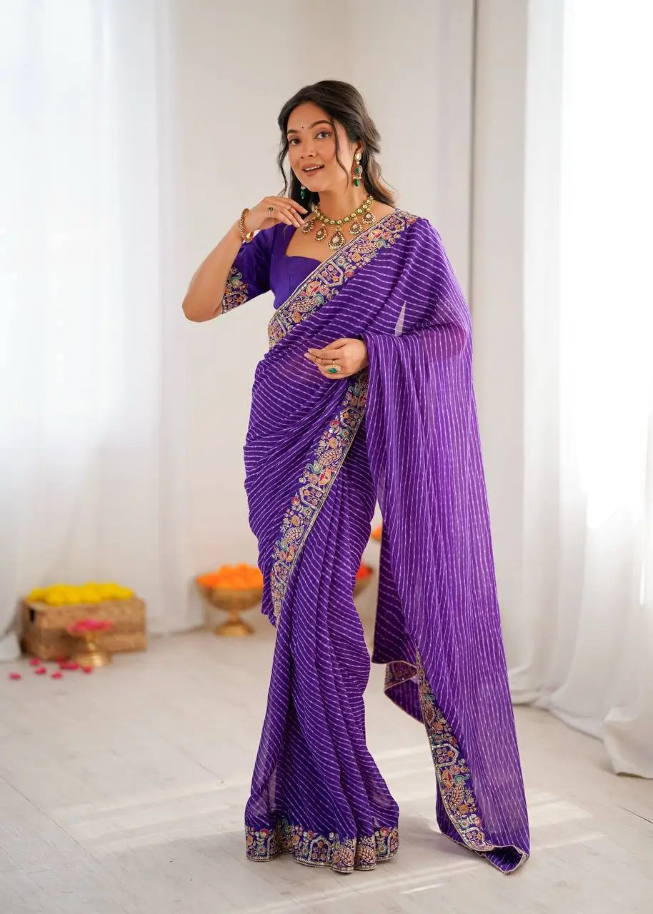 Elegant Embroidered Designer Saree for Festive and Evening Occasions