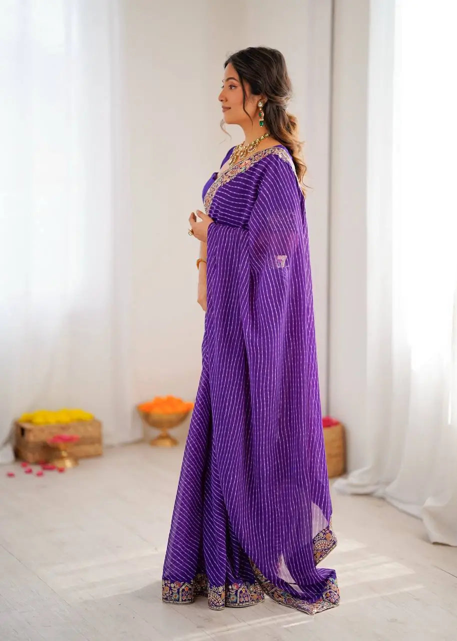 Elegant Embroidered Designer Saree for Festive and Evening Occasions