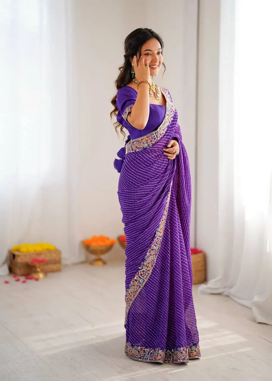 Elegant Embroidered Designer Saree for Festive and Evening Occasions