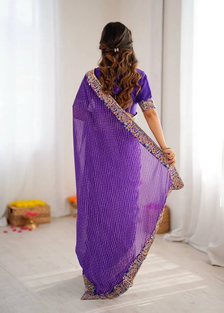 Elegant Embroidered Designer Saree for Festive and Evening Occasions