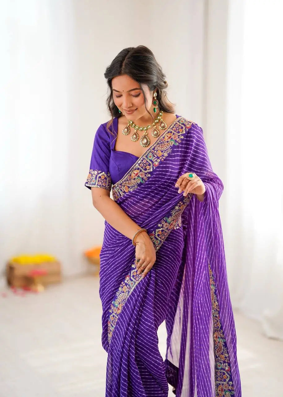 Elegant Embroidered Designer Saree for Festive and Evening Occasions