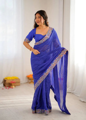 Elegant Embroidered Designer Saree for Festive and Evening Occasions