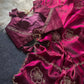 Elegant Embroidered Fandy Satin Silk Saree for Wedding and Festive Occasions