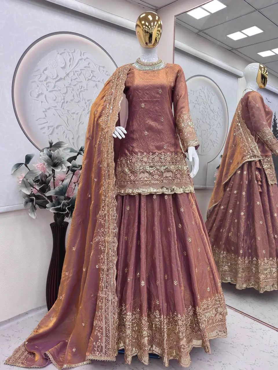 Elegant Embroidered Fandy Silk Lehenga Set for Wedding and Festive Wear