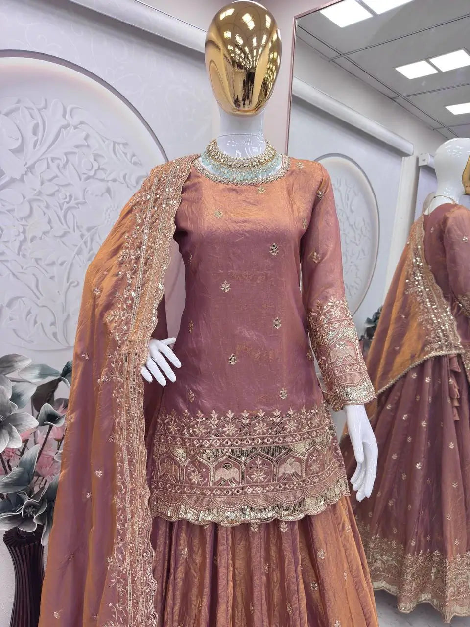 Elegant Embroidered Fandy Silk Lehenga Set for Wedding and Festive Wear