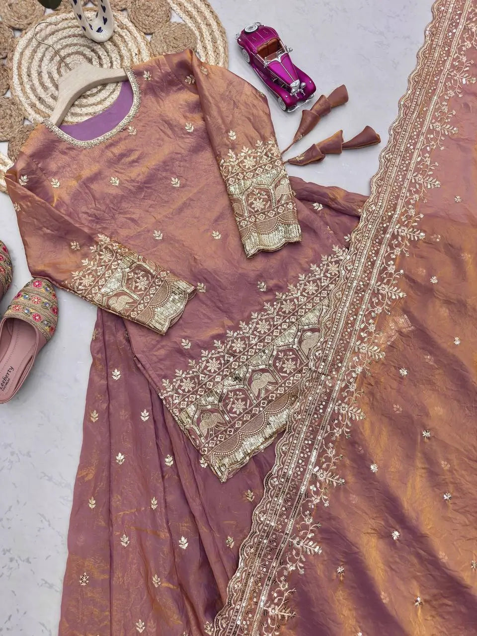 Elegant Embroidered Fandy Silk Lehenga Set for Wedding and Festive Wear