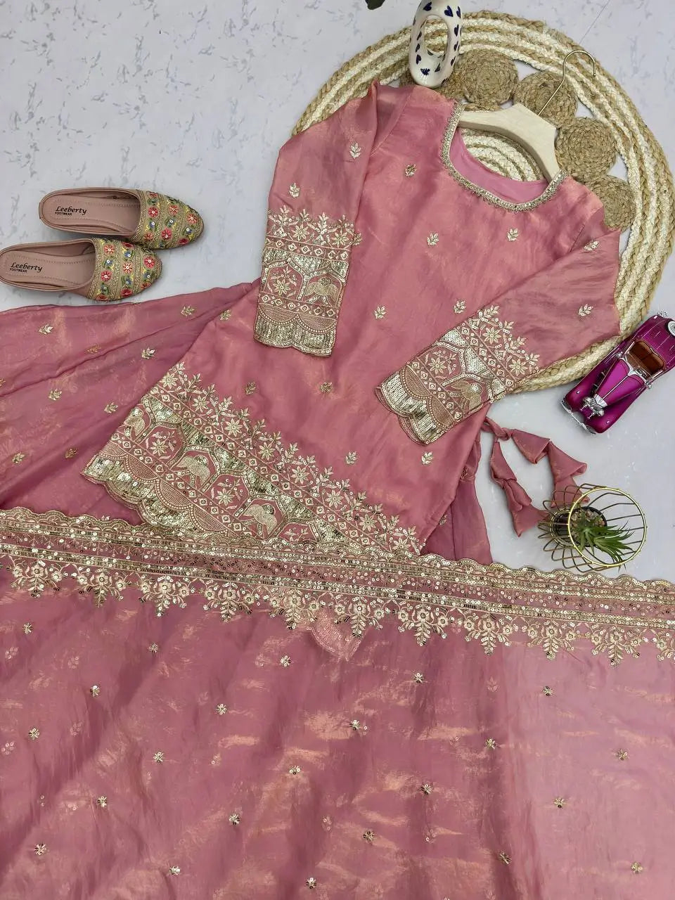 Elegant Embroidered Fandy Silk Lehenga Set for Wedding and Festive Wear