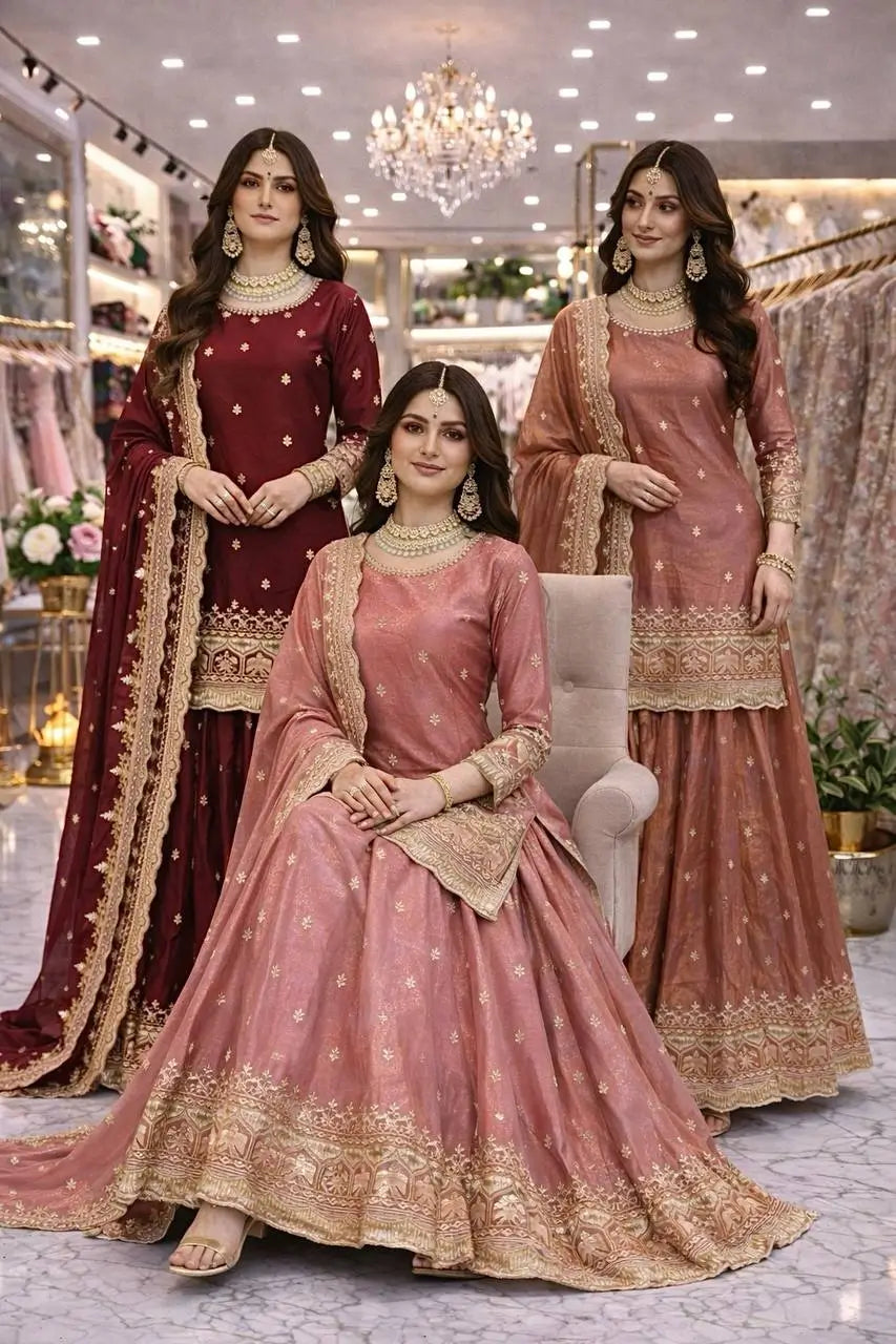 Elegant Embroidered Fandy Silk Lehenga Set for Wedding and Festive Wear