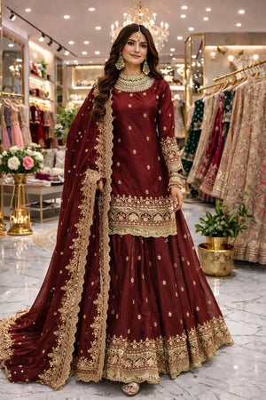 Elegant Embroidered Fandy Silk Lehenga Set for Wedding and Festive Wear