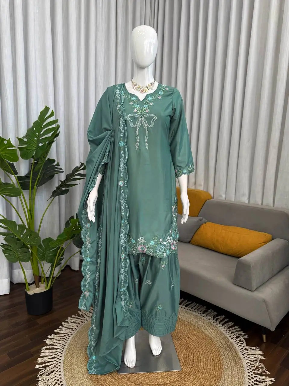 Elegant Embroidered Farshi Suit Set for Festive and Family Occasions