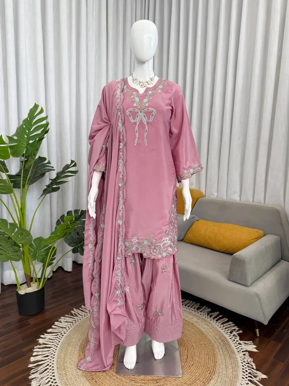 Elegant Embroidered Farshi Suit Set for Festive and Family Occasions