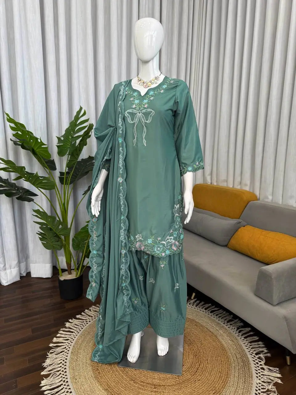 Elegant Embroidered Farshi Suit Set for Festive and Family Occasions