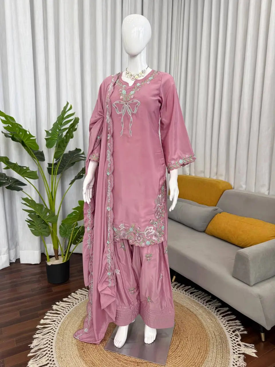 Elegant Embroidered Farshi Suit Set for Festive and Family Occasions