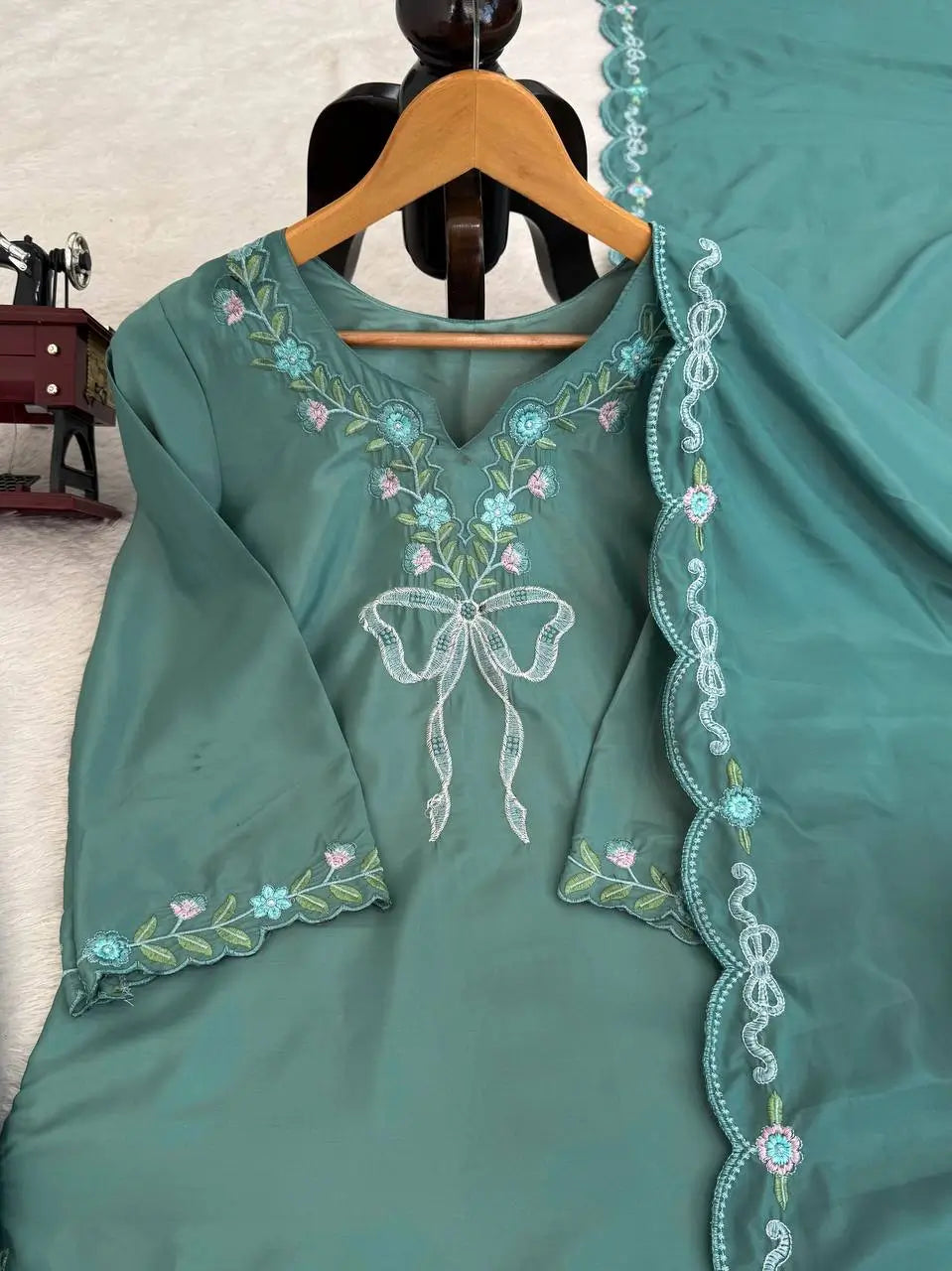 Elegant Embroidered Farshi Suit Set for Festive and Family Occasions