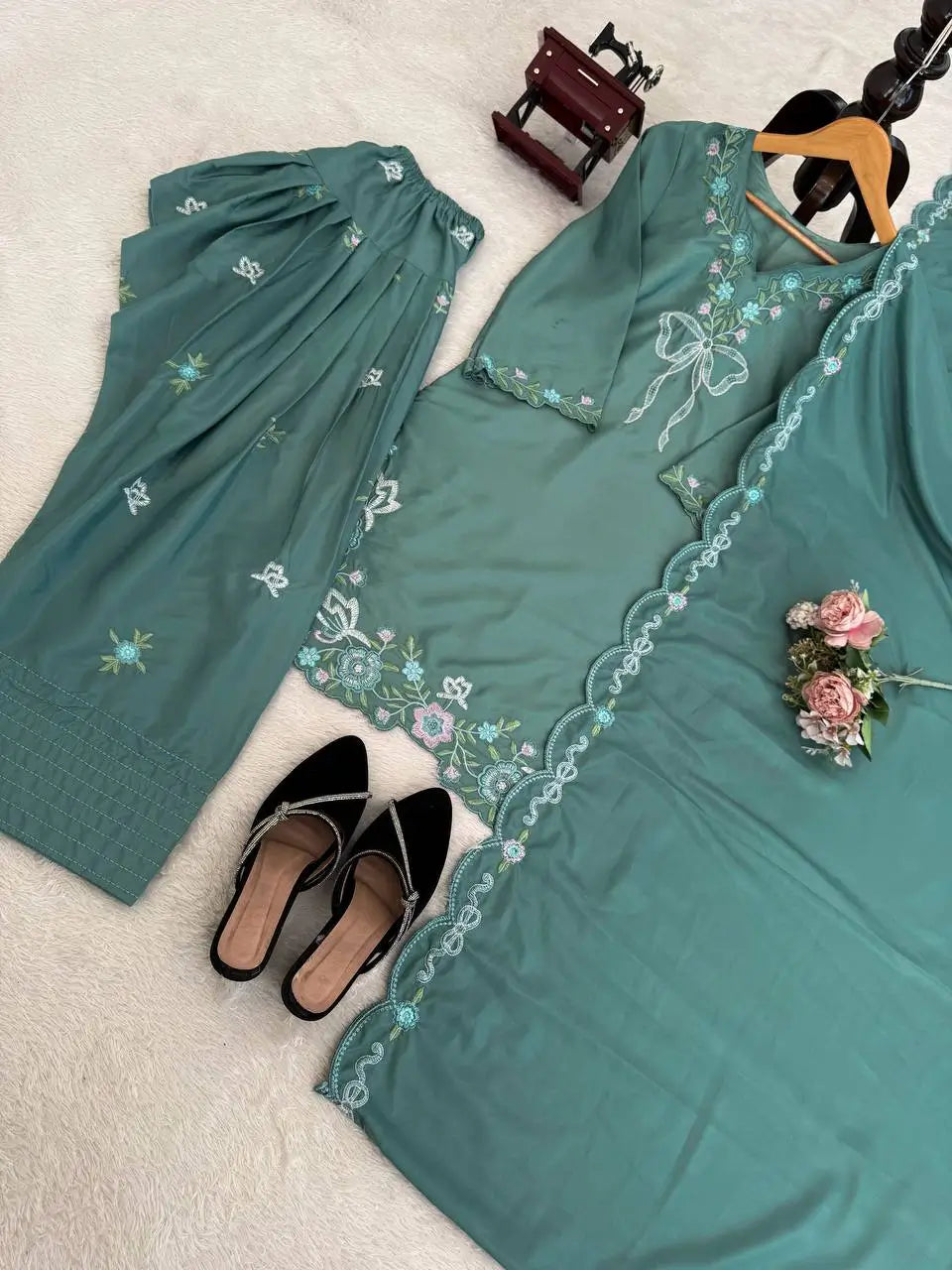 Elegant Embroidered Farshi Suit Set for Festive and Family Occasions