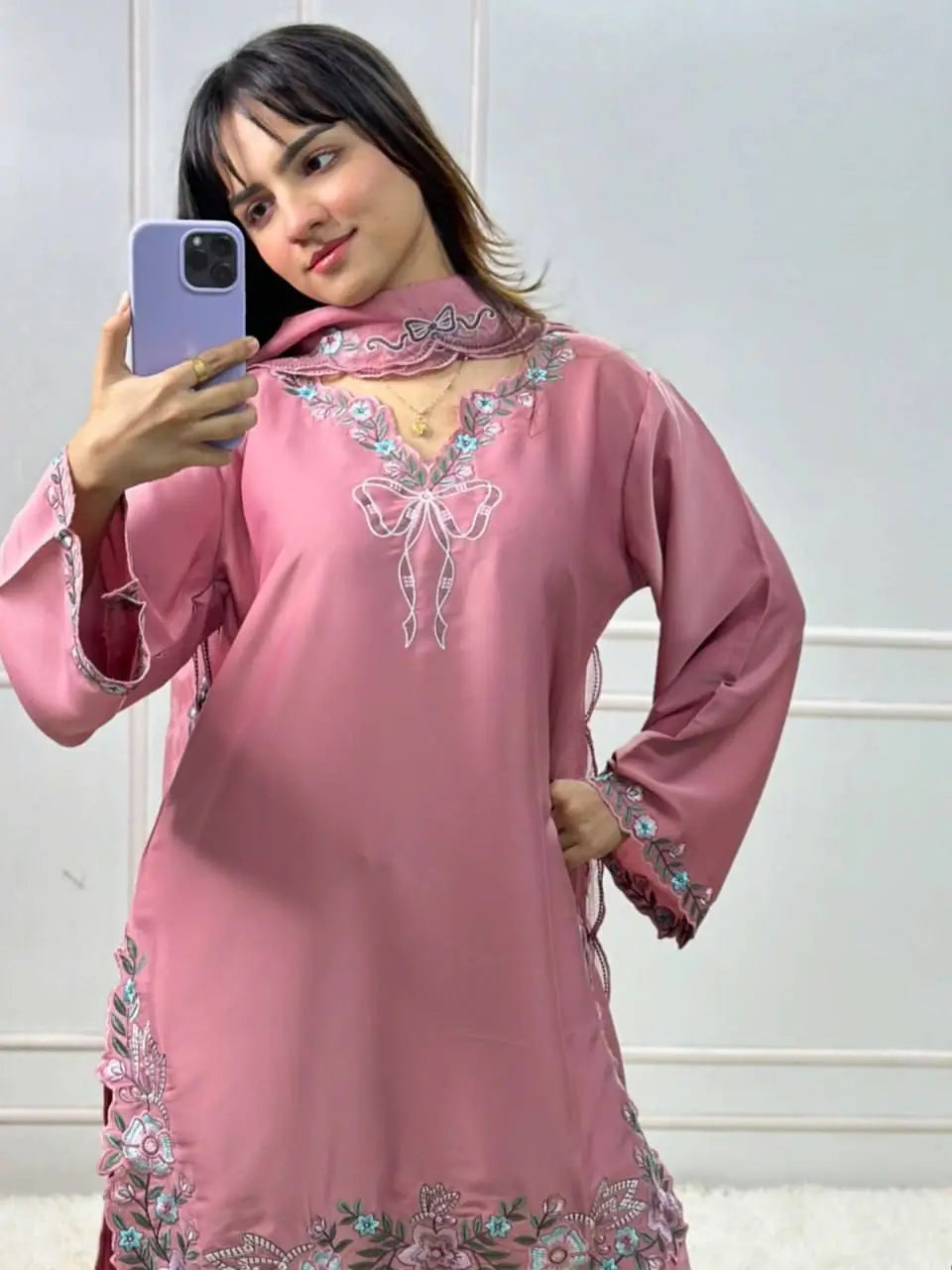 Elegant Embroidered Farshi Suit Set for Festive and Family Occasions
