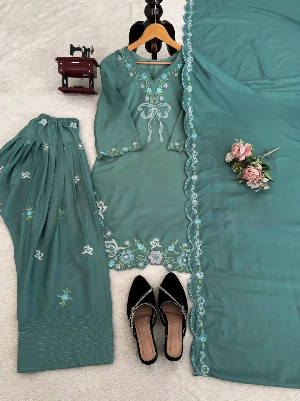 Elegant Embroidered Farshi Suit Set for Festive and Family Occasions