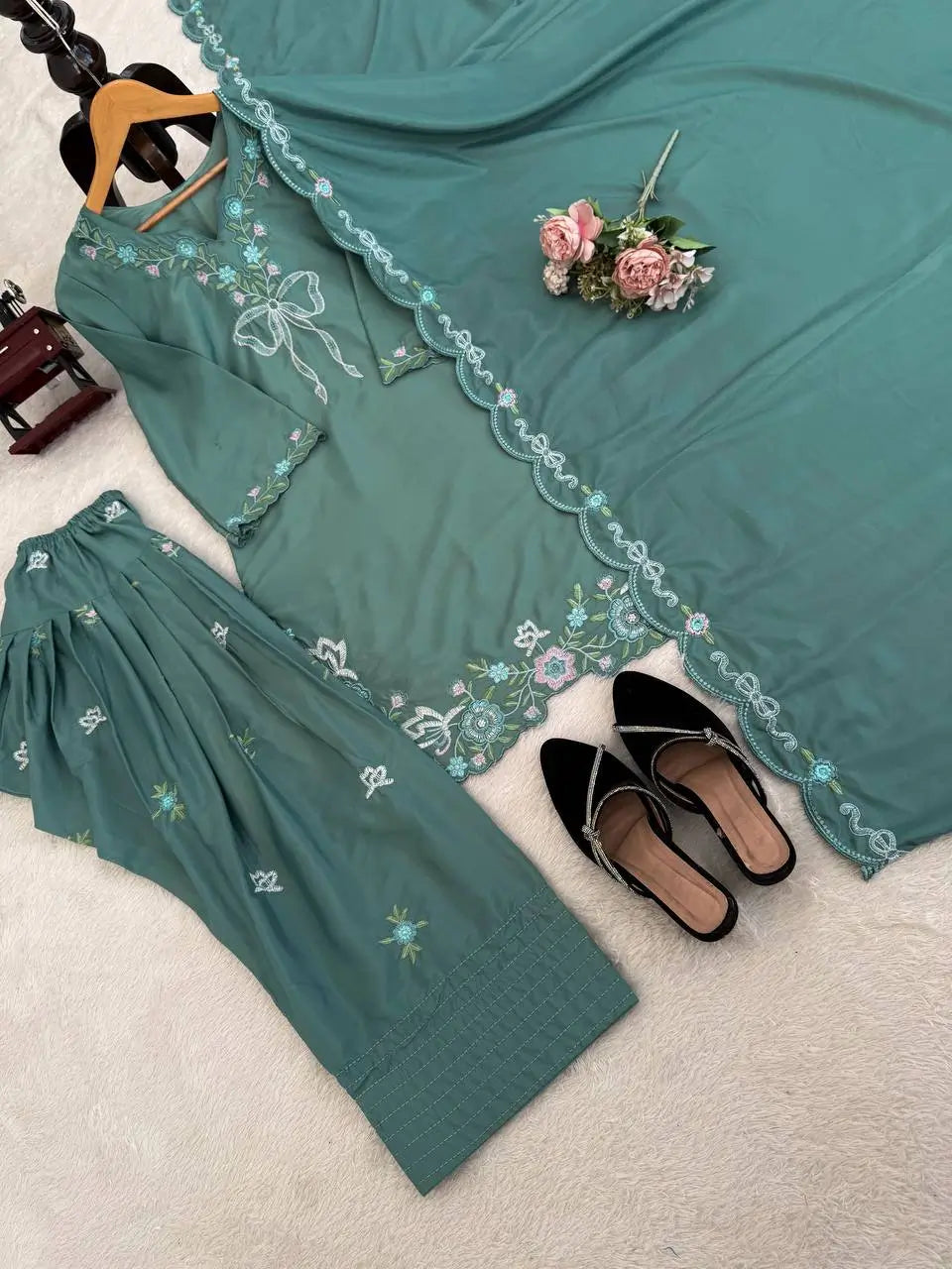 Elegant Embroidered Farshi Suit Set for Festive and Family Occasions