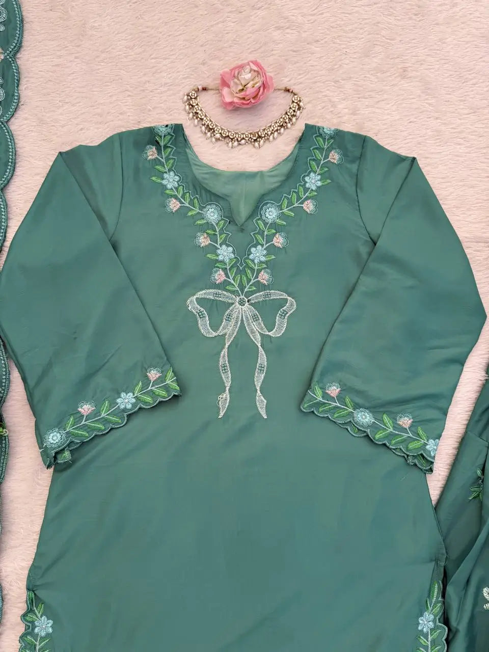 Elegant Embroidered Farshi Suit Set for Festive and Family Occasions