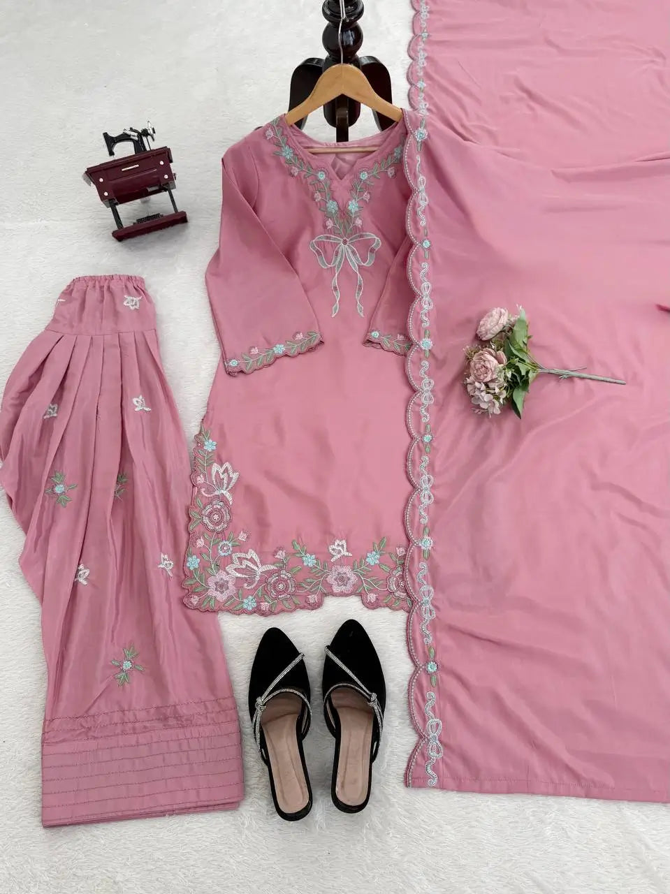 Elegant Embroidered Farshi Suit Set for Festive and Family Occasions