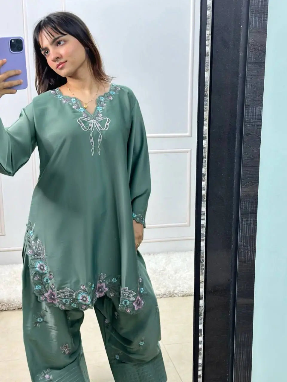 Elegant Embroidered Farshi Suit Set for Festive and Family Occasions