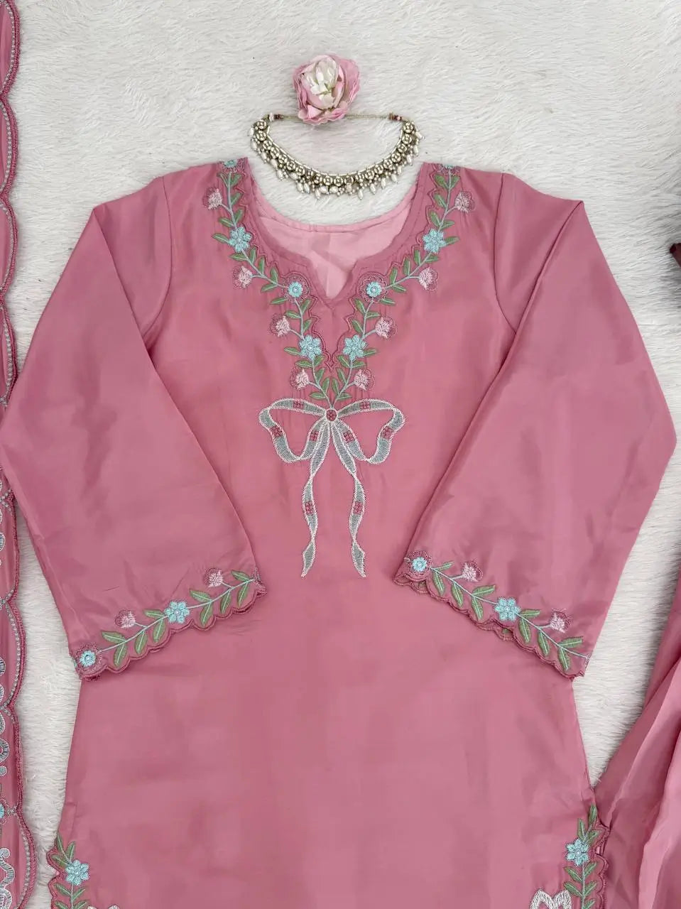 Elegant Embroidered Farshi Suit Set for Festive and Family Occasions