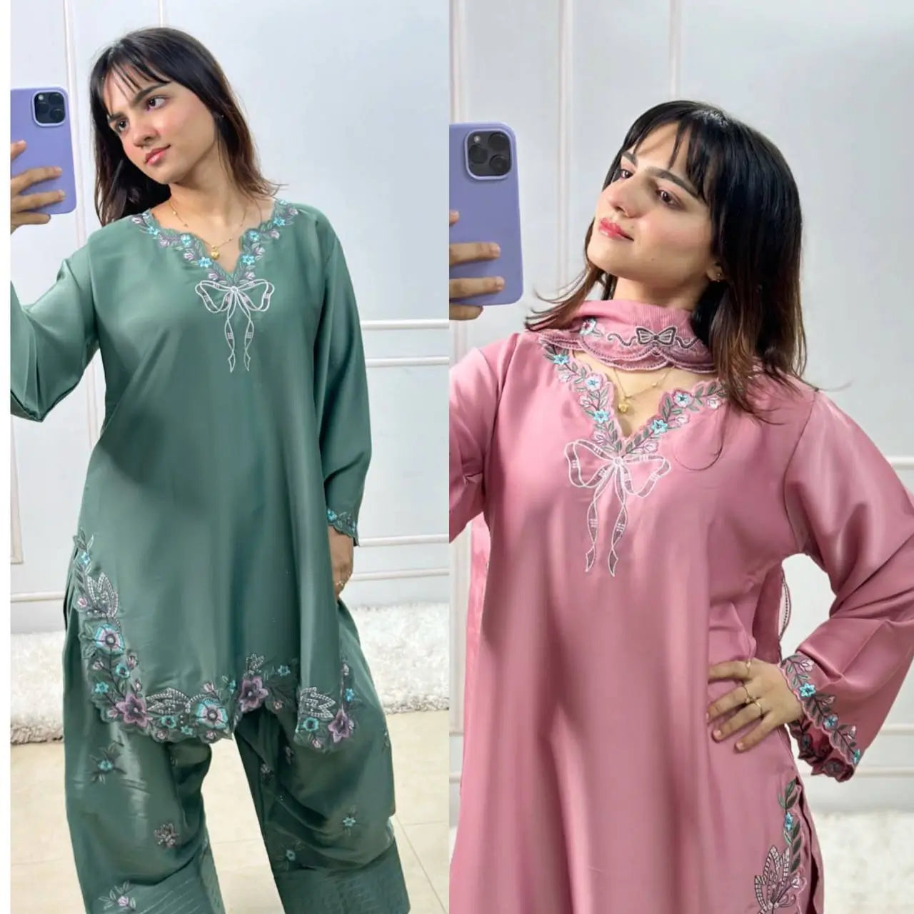 Elegant Embroidered Farshi Suit Set for Festive and Family Occasions