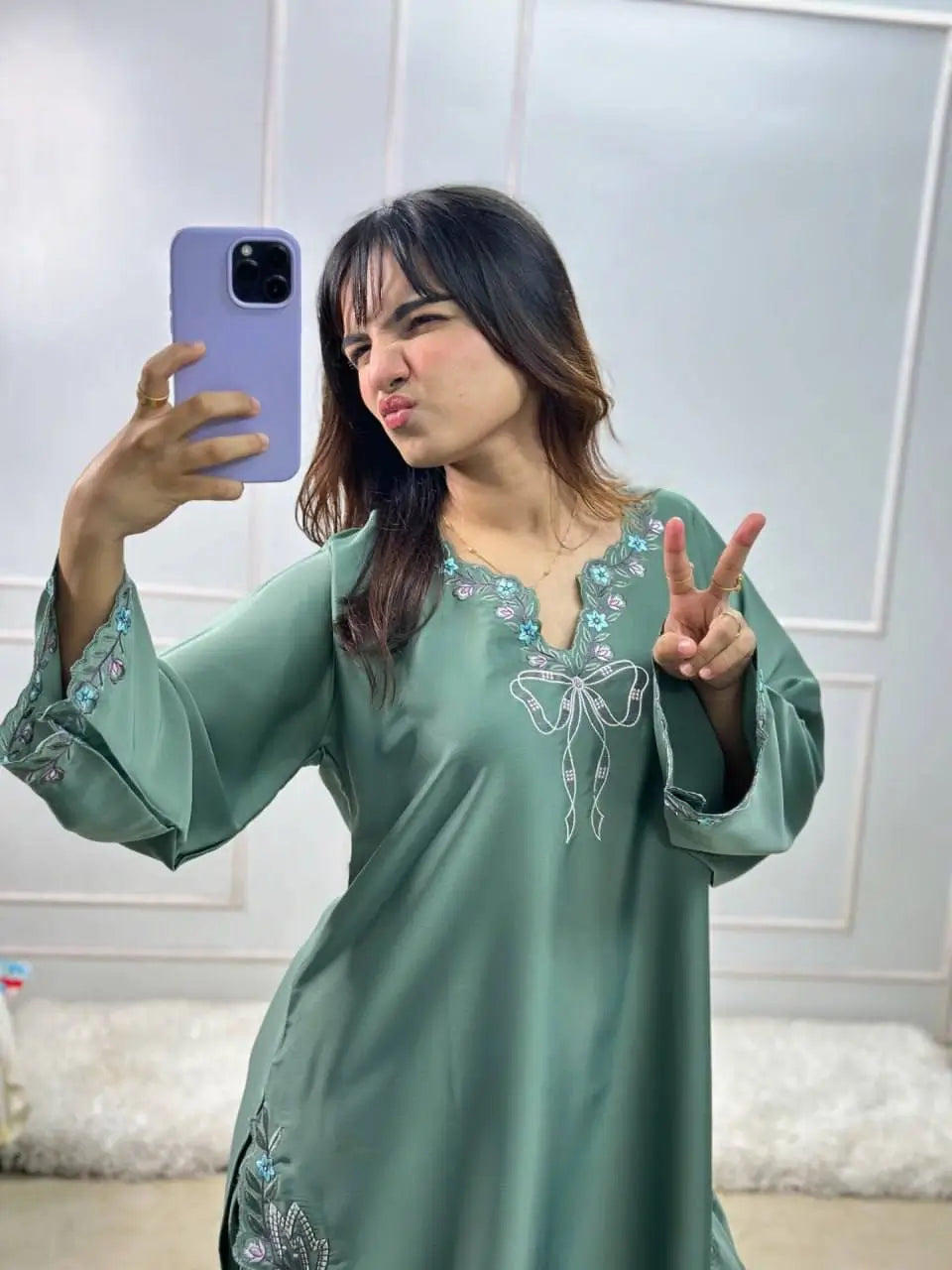 Elegant Embroidered Farshi Suit Set for Festive and Family Occasions