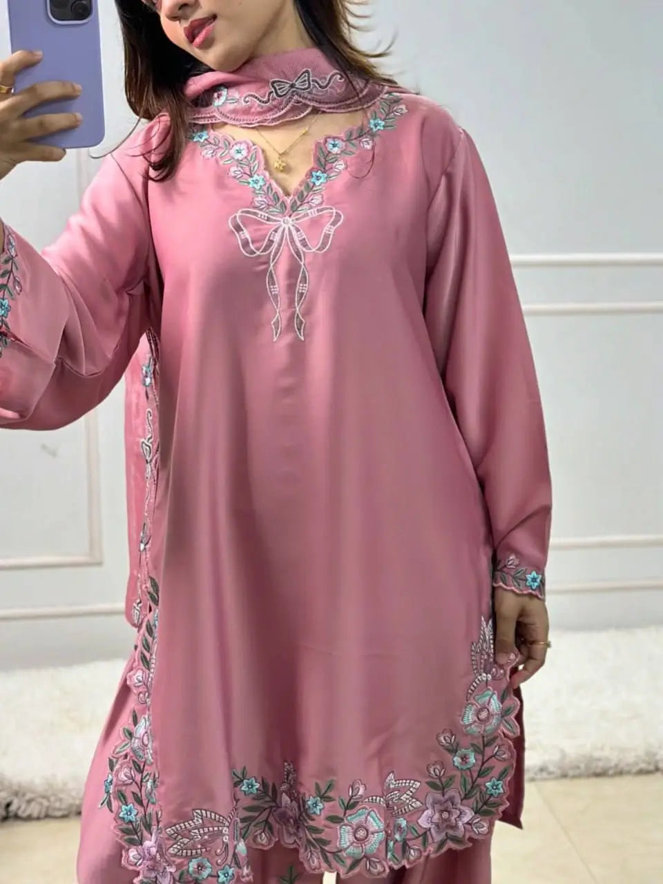 Elegant Embroidered Farshi Suit Set for Festive and Family Occasions