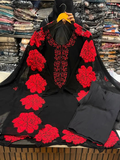 Elegant Embroidered Fendy Silk Palazzo Suit Set for Festive and Formal Wear