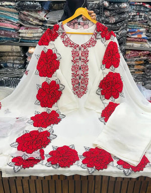 Elegant Embroidered Fendy Silk Palazzo Suit Set for Festive and Formal Wear