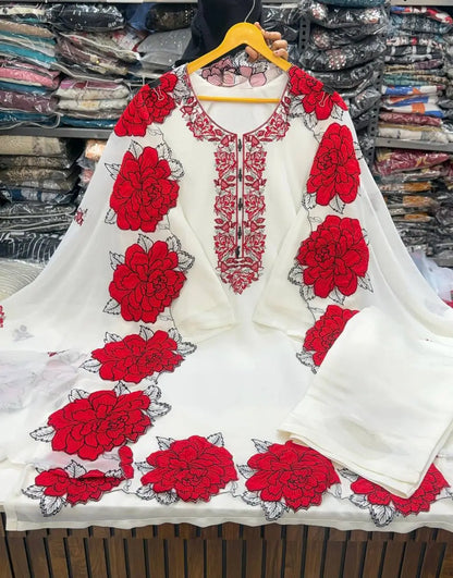 Elegant Embroidered Fendy Silk Palazzo Suit Set for Festive and Formal Wear