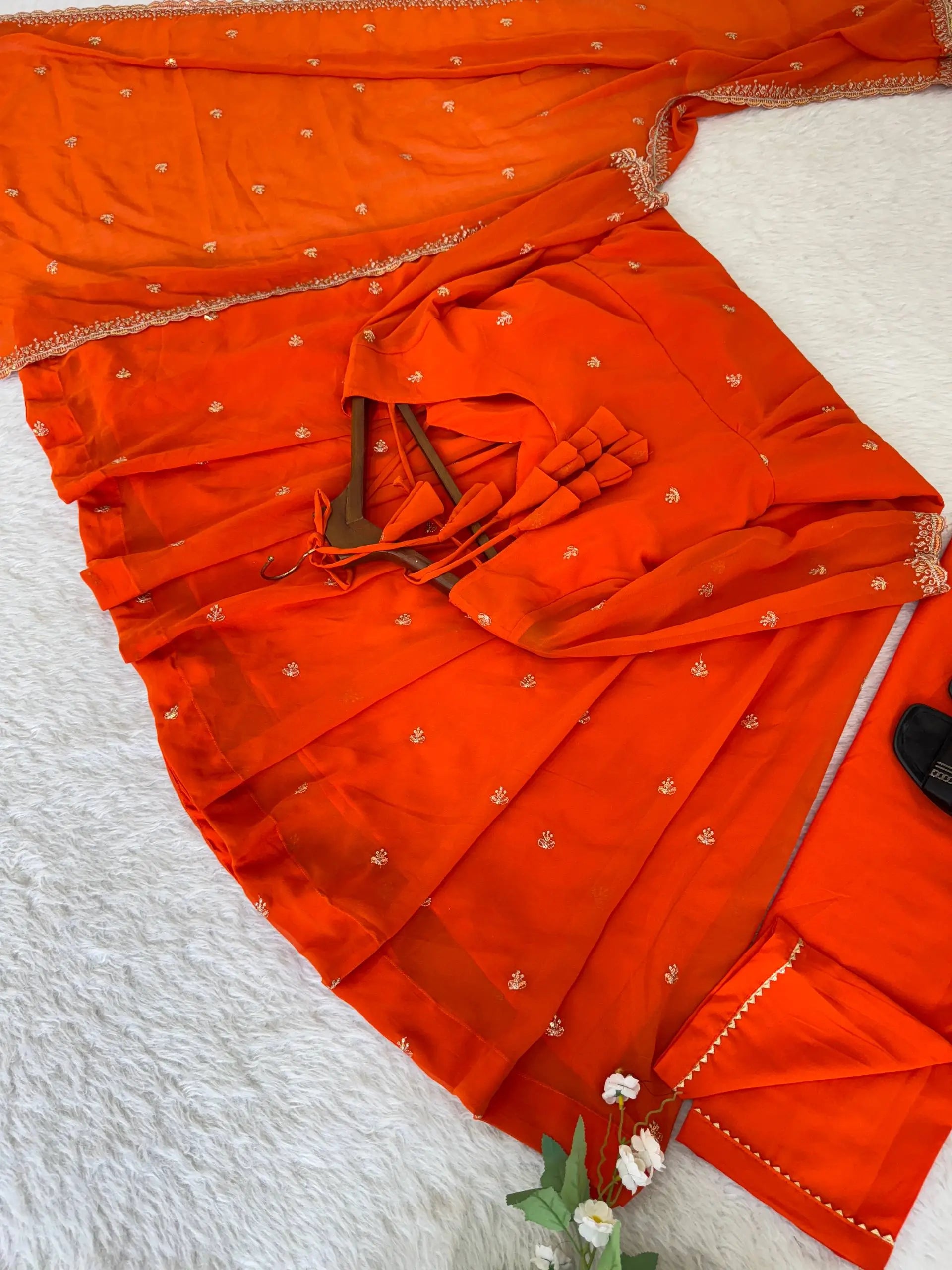 Elegant Embroidered Fox Georgette Anarkali Gown Set