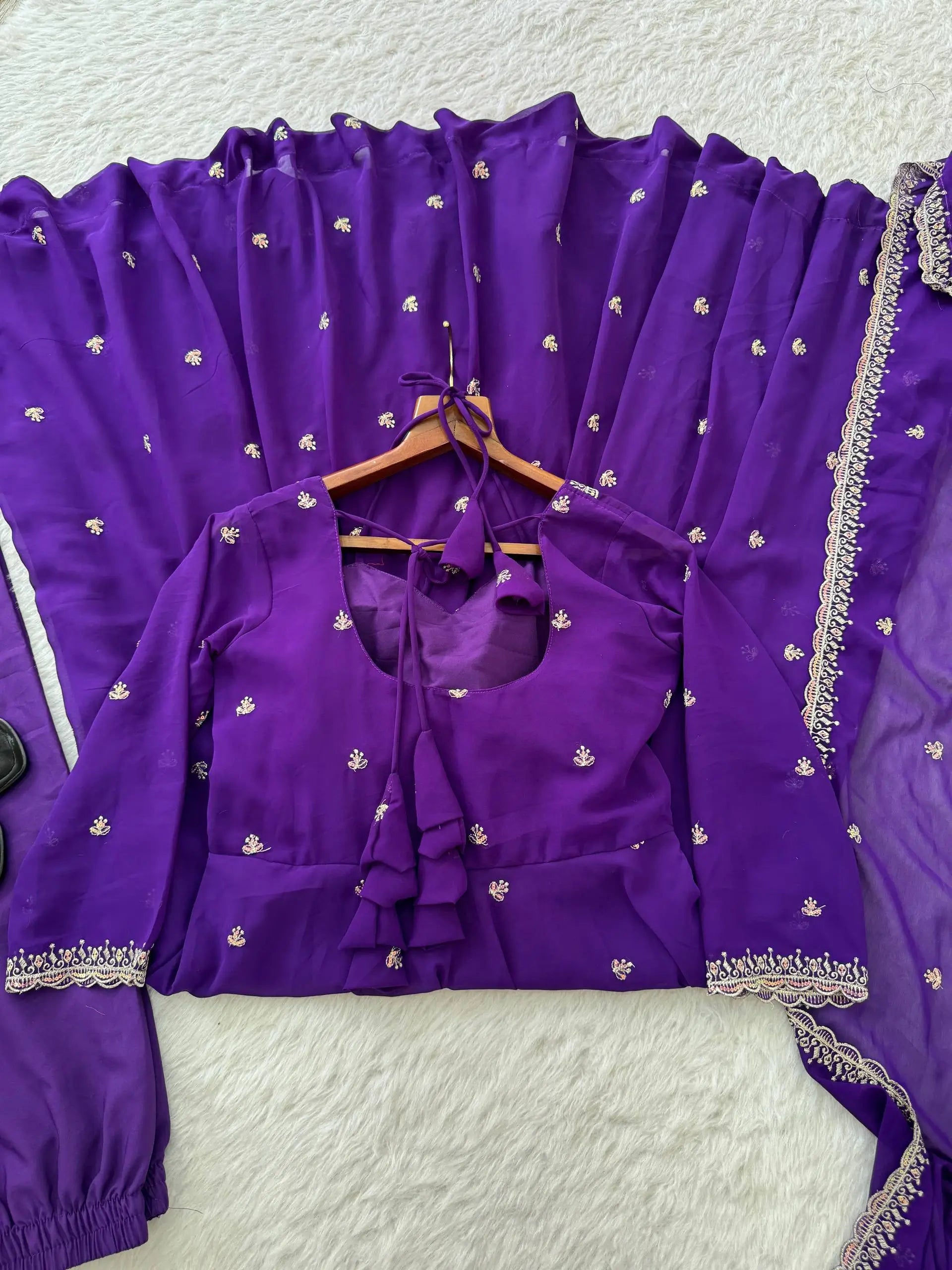 Elegant Embroidered Fox Georgette Anarkali Gown Set