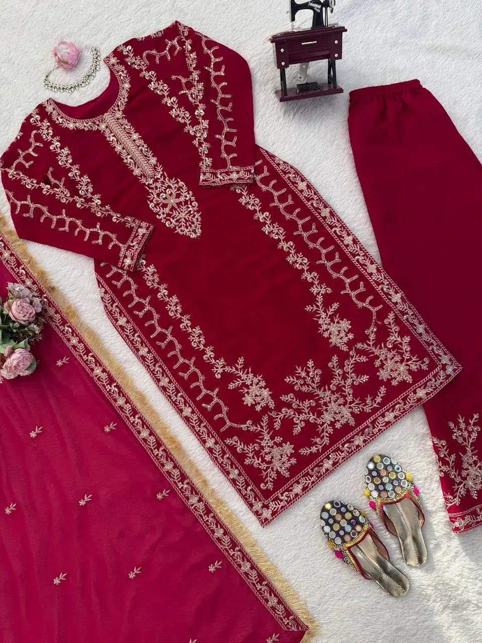 Elegant Embroidered Georgette Kurta Palazzo Set for Festive and Wedding Wear