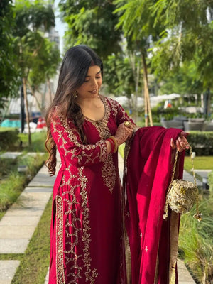 Elegant Embroidered Georgette Kurta Palazzo Set for Festive and Wedding Wear