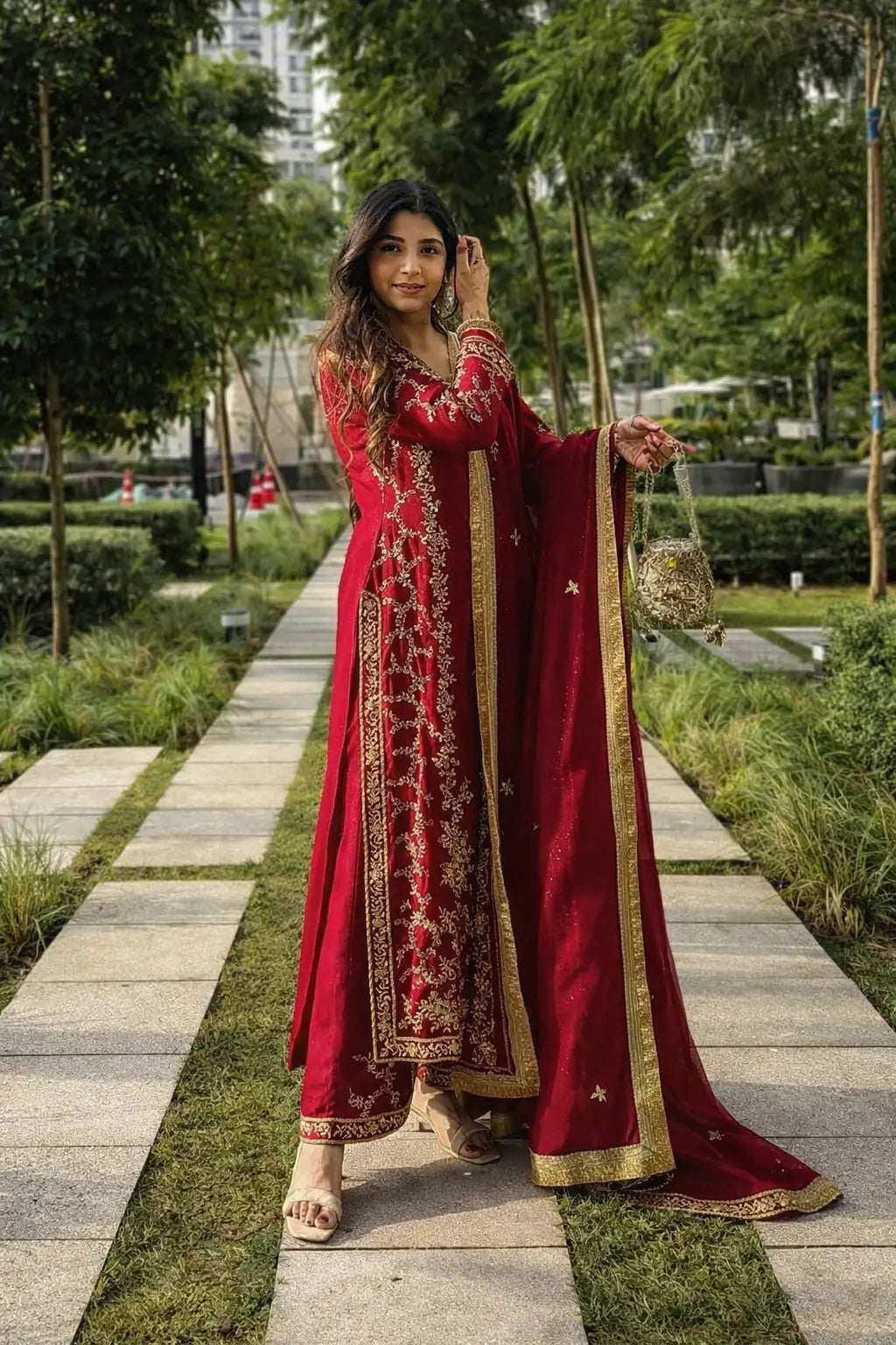 Elegant Embroidered Georgette Kurta Palazzo Set for Festive and Wedding Wear