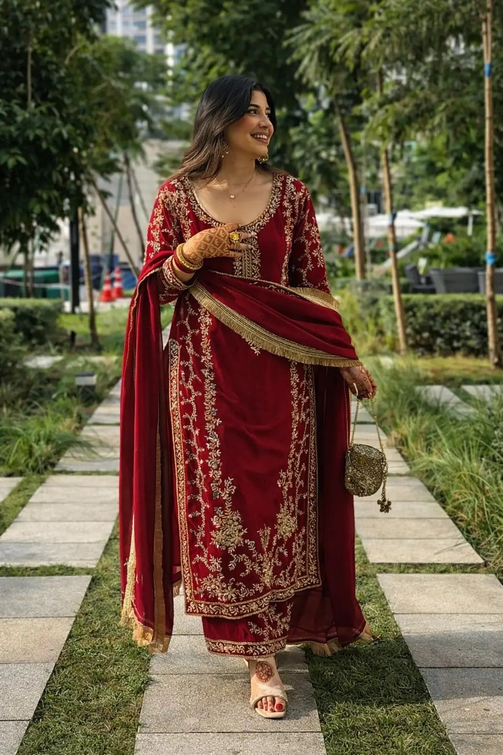 Elegant Embroidered Georgette Kurta Palazzo Set for Festive and Wedding Wear