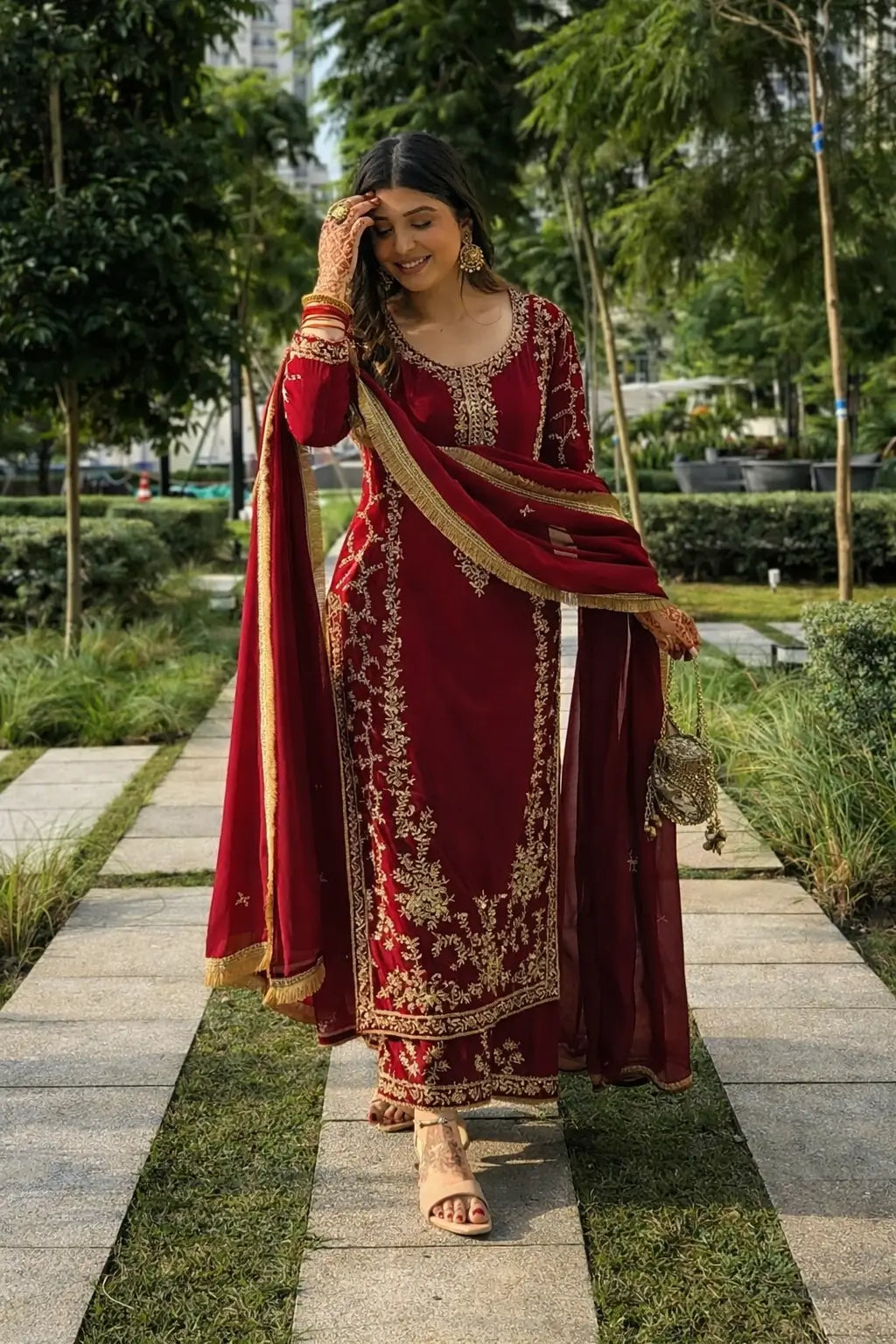 Elegant Embroidered Georgette Kurta Palazzo Set for Festive and Wedding Wear