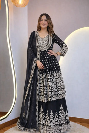 Elegant Embroidered Georgette Lehenga Set for Festive and Wedding Wear